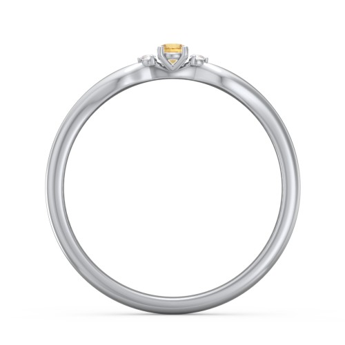 Dainty Trinity Stone Promise Ring – Sterling Silver with Citrine and Diamond