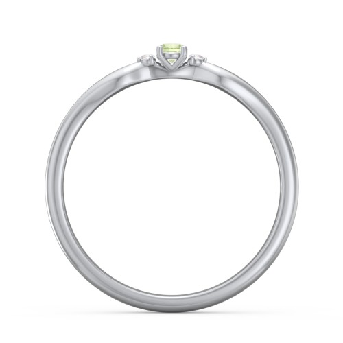 Dainty Trinity Stone Promise Ring – Sterling Silver with Peridot and White Premium Zirconia