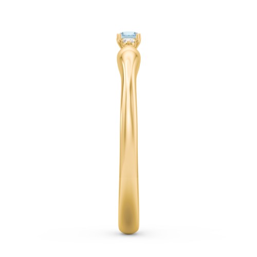 Dainty Trinity Stone Promise Ring – 9kt Yellow Gold with Blue Topaz and White Premium Zirconia