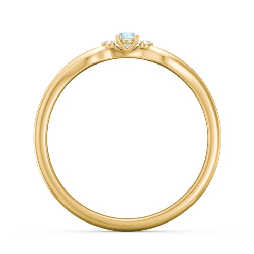 Dainty Trinity Stone Promise Ring – 9kt Yellow Gold with Blue Topaz and White Premium Zirconia