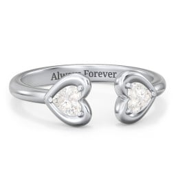 Heart In Heart Gemstone Open Cuff Ring