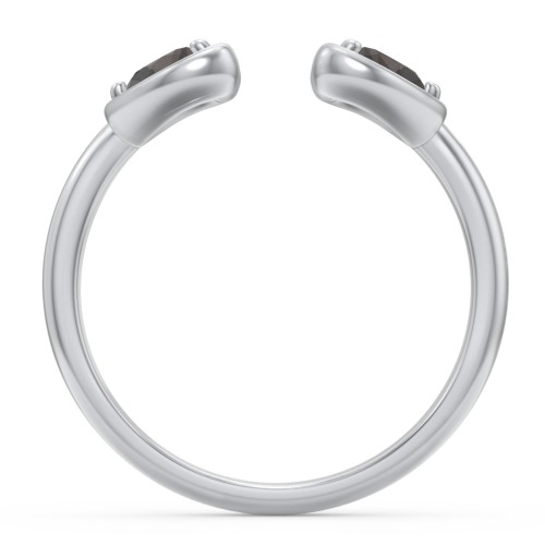 Heart In Heart Gemstone Open Cuff Ring