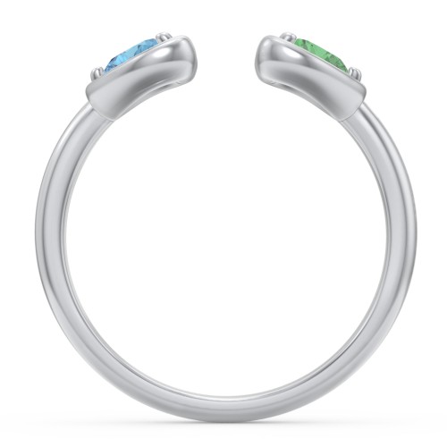 Heart In Heart Gemstone Open Cuff Ring