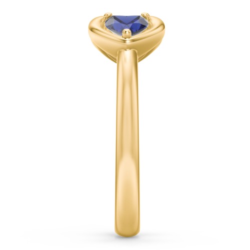 Heart In Heart Gemstone Open Cuff Ring – 18K Gold Plated Silver with Blue Sapphire