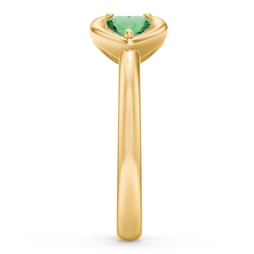 Heart In Heart Gemstone Open Cuff Ring – 18K Gold Plated Silver with Blue Topaz and Emerald