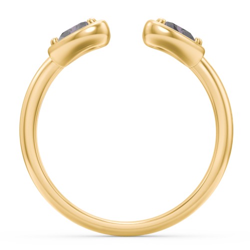 Heart In Heart Gemstone Open Cuff Ring – 18K Gold Plated Silver with Alexandrite