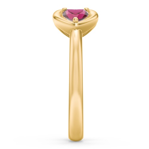 Heart In Heart Gemstone Open Cuff Ring – 9kt Yellow Gold with Emerald and Ruby
