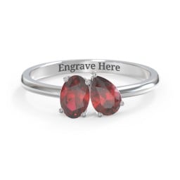 Toi et Moi Oval and Pear Gemstone Ring
