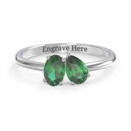Toi et Moi Oval and Pear Gemstone Ring