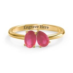 Toi et Moi Oval and Pear Gemstone Ring