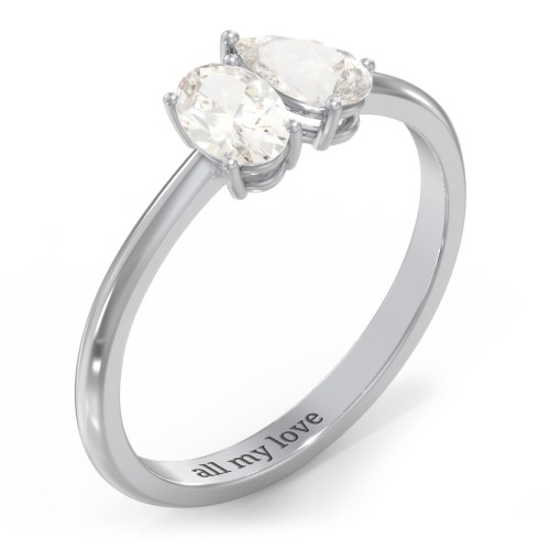 Toi et Moi Oval and Pear Gemstone Ring