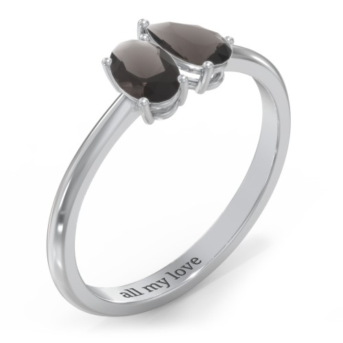 Toi et Moi Oval and Pear Gemstone Ring
