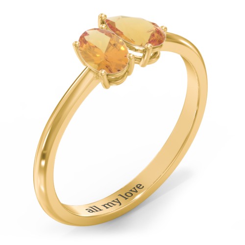 Toi et Moi Oval and Pear Gemstone Ring