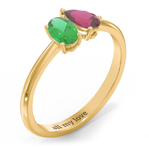 Toi et Moi Oval and Pear Gemstone Ring