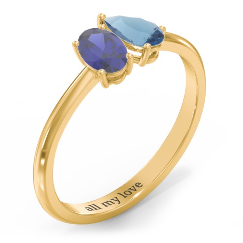 Toi et Moi Oval and Pear Gemstone Ring