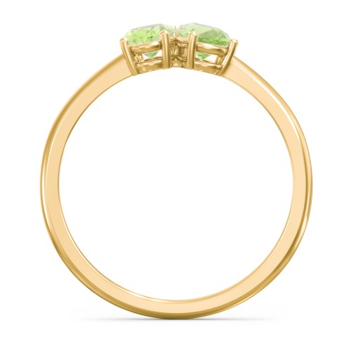 Toi et Moi Oval and Pear Gemstone Ring – 18K Gold Plated Silver with Peridot