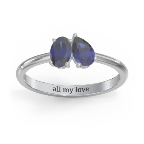 Toi et Moi Oval and Pear Gemstone Ring