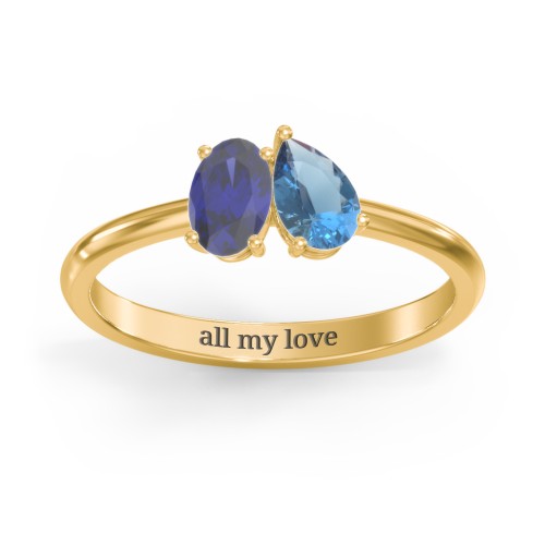 Toi et Moi Oval and Pear Gemstone Ring