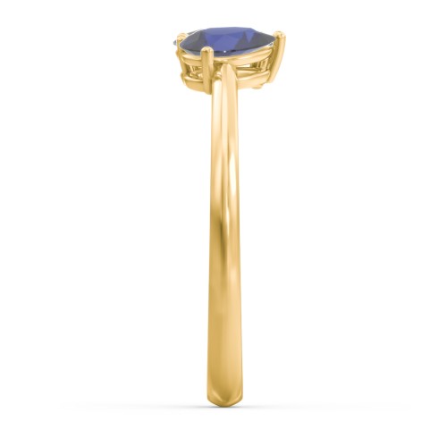 Toi et Moi Oval and Pear Gemstone Ring – 18K Gold Plated Silver with Blue Sapphire