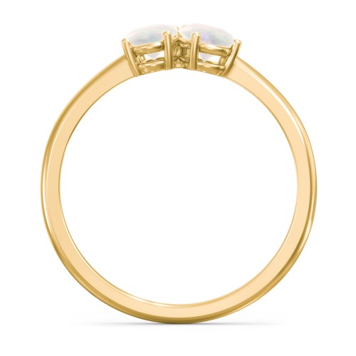 Toi et Moi Oval and Pear Gemstone Ring – 18K Gold Plated Silver with Opal