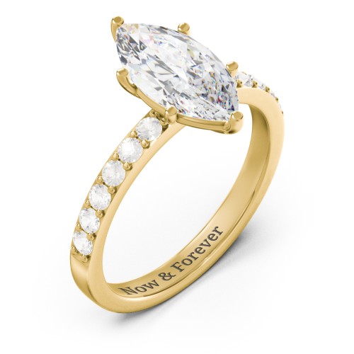 2 ct. Marquise CZ Engagement Ring with Accents – 9kt Yellow Gold with Cubic Zirconia