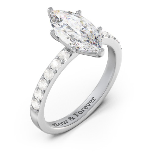 2 ct. Marquise CZ Engagement Ring with Accents