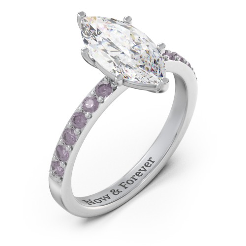 2 ct. Marquise CZ Engagement Ring with Accents