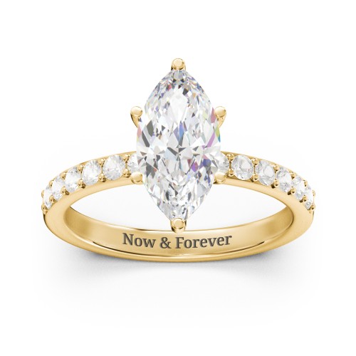 2 ct. Marquise CZ Engagement Ring with Accents – 9kt Yellow Gold with Cubic Zirconia