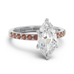 2 ct. Marquise CZ Engagement Ring with Accents in 925 Sterling Silver with Cubic Zirconia and Garnet
