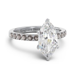 2 ct. Marquise CZ Engagement Ring with Accents in 925 Sterling Silver with Cubic Zirconia and Smokey Quartz