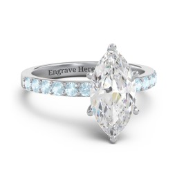 2 ct. Marquise CZ Engagement Ring with Accents in 925 Sterling Silver with Cubic Zirconia and Blue Topaz
