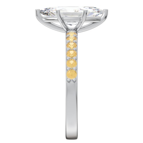 2 ct. Marquise CZ Engagement Ring with Accents – Sterling Silver with Cubic Zirconia and Citrine