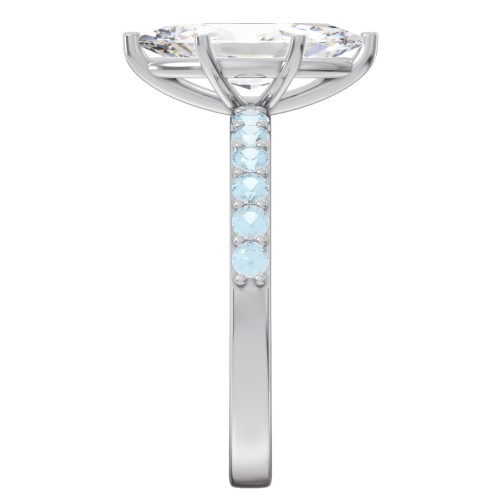 2 ct. Marquise CZ Engagement Ring with Accents – Sterling Silver with Cubic Zirconia and Blue Topaz