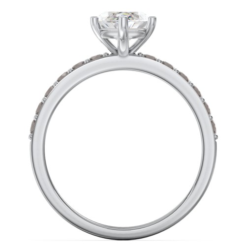 2 ct. Marquise CZ Engagement Ring with Accents – Sterling Silver with Cubic Zirconia and Smokey Quartz