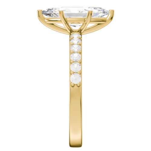 2 ct. Marquise CZ Engagement Ring with Accents – 9kt Yellow Gold with Cubic Zirconia