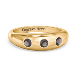 Round Stone Dome Ring in 18K Gold Plated Silver