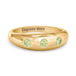 Round Stone Dome Ring in 18K Gold Plated Silver with Peridot, Lavender Premium Zirconia, and Mint Premium Zirconia