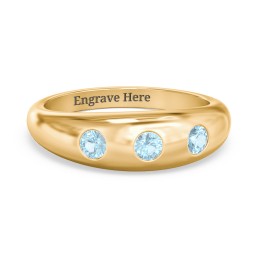 Round Stone Dome Ring in 18K Gold Plated Silver with Blue Topaz, Lavender Premium Zirconia, and Mint Premium Zirconia