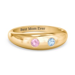 Round Stone Dome Ring in 18K Gold Plated Silver with Pink Tourmaline, Blue Topaz, Peridot, Lavender Premium Zirconia, and Mint Premium Zirconia