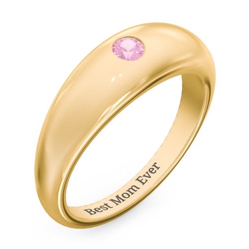 Round Stone Dome Ring – 18K Gold Plated Silver with Pink Tourmaline
