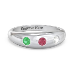 Round Stone Dome Ring in 925 Sterling Silver with Emerald, Ruby, Cubic Zirconia, Lavender Premium Zirconia, and Mint Premium Zirconia
