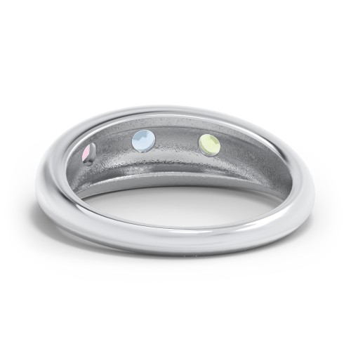 Round Stone Dome Ring – Sterling Silver with Pink Tourmaline, Blue Topaz, and Peridot
