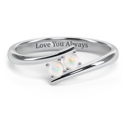 2 Birthstone Bypass Ring