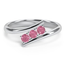 3 Birthstone Bypass Ring