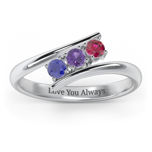 3 Birthstone Bypass Ring