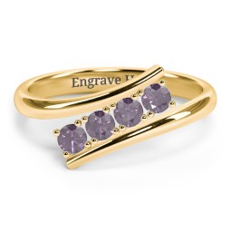 4 Birthstone Bypass Ring in 18K Gold Plated Silver