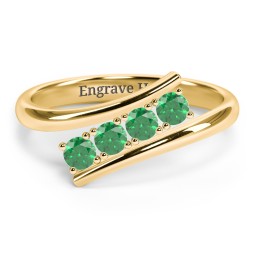 4 Birthstone Bypass Ring in 18K Gold Plated Silver with Emerald