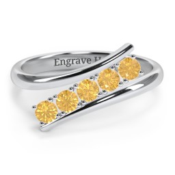 5 Birthstone Bypass Ring