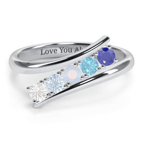 5 Birthstone Bypass Ring