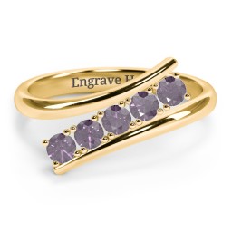 5 Birthstone Bypass Ring in 18K Gold Plated Silver with Alexandrite